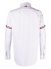 THOM BROWNE Men's Long-Sleeved Striped Poplin Shirt - Grey & White