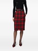 belted tartan midi skirt