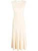 fluted sleeveless dress