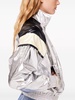 metallic-finish stand-up collar jacket 