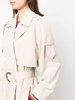 stripe-detail belted trench coat