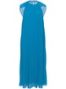 draped-shoulder pleated dress