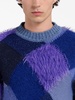 faux-fur argyle-knit jumper