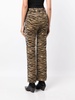 Tiger-print cotton twill flared pants