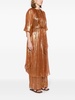 metallic-threading semi-sheer long cape