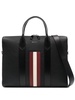 stripe-detail leather briefcase