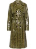 printed leather trench coat