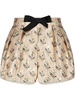 floral-jacquard bow-trim shorts