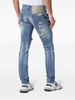 Skull-print distressed straight-leg jeans