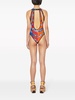 abstract print open back swimsuit