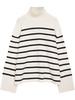 horizontal stripes funnel-neck jumper