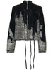 velvet-print cropped denim jacket 