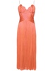 Orange Rovena Pleated Silk Dress