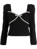 crystal-embellished bow-detail T-shirt