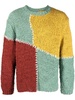 decorative-stitching knitted cotton jumper