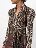 leopard-print crepe de chine V-Neck top