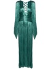 Green Alana Plissé Column Gown