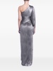 Silver-Tone Palmer Asymmetric Plissé-Tulle Gown