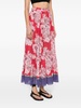 High-rise cotton and silk maxi skirt