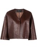 V-neck crocodile-embossed jacket