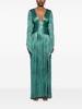 Green Alana Plissé Column Gown