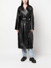 polished-effect tied trench coat 