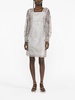 long-sleeve macramé-lace minidress