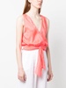 sleeveless silk wrap blouse