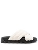 faux-shearling leather slides