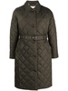 diamond-quilted single-breasted coat