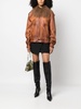 concealed-fastening leather jacket