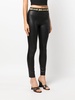 logo-waistband faux-leather leggings