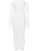 White Crystal-Embellished Ruched Maxi Dress