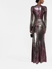 metallic floor-length dress