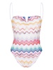 Wave knitted-overlay swimsuit