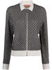 patterned-jacquard zipped cardigan