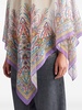 paisley-print boat-neck poncho