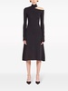 Midi Black Dress with Cut-Out and Long Sleeve in Viscose Blend Woman