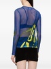 graphic-print sheer mesh top