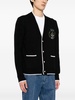 logo-embroidered merino wool cardigan