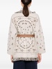 paisley-jacquard frayed cardigan