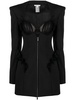 Black Ruffle-Embellishment Wool Mini Dress