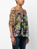 mixed-print off-shoulder blouse