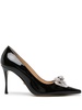 Double Bow 95mm leather pumps