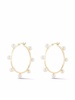 14kt yellow gold large pearl dot hoop earrings