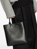 JIL SANDER Classic Black Tote Handbag with Golden Accents