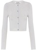 Lamé ribbed-knit cropped cardigan