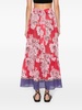 High-rise cotton and silk maxi skirt