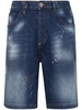 splatter-print knee-length denim shorts