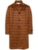 logo-appliqué striped single-breasted coat